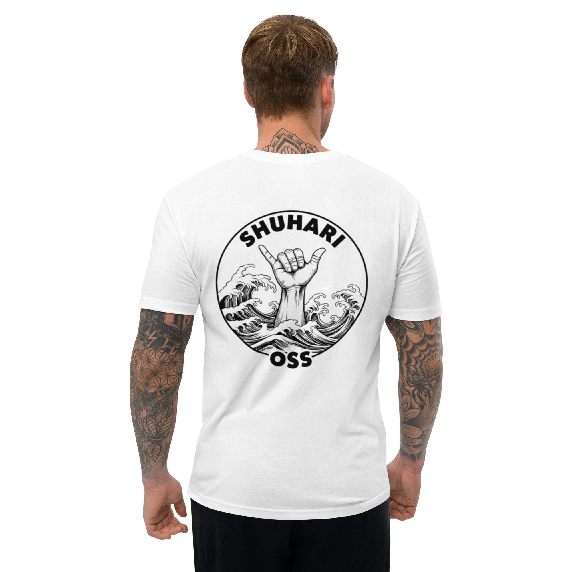 Camiseta manga corta Shuhari BJJ blanca vista trasera – ropa BJJ España