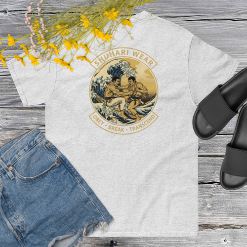 Camiseta Clásica Shuhari BJJ gris vista trasera – camiseta BJJ España