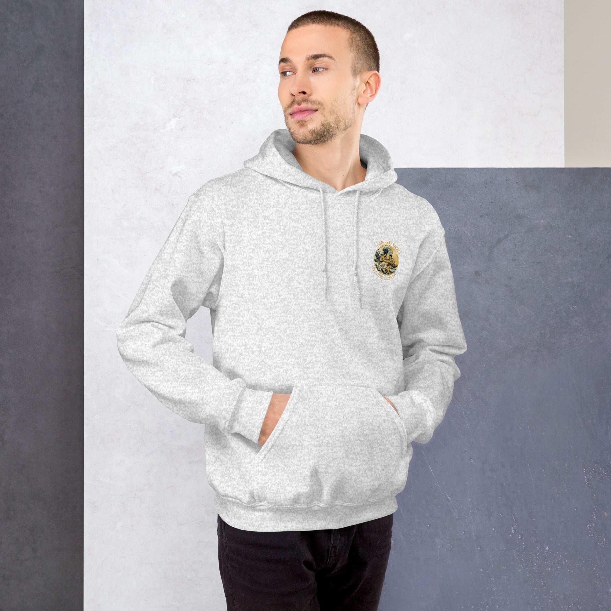 Sudadera con Capucha Shuhari BJJ gris vista lateral derecha – artes marciales España