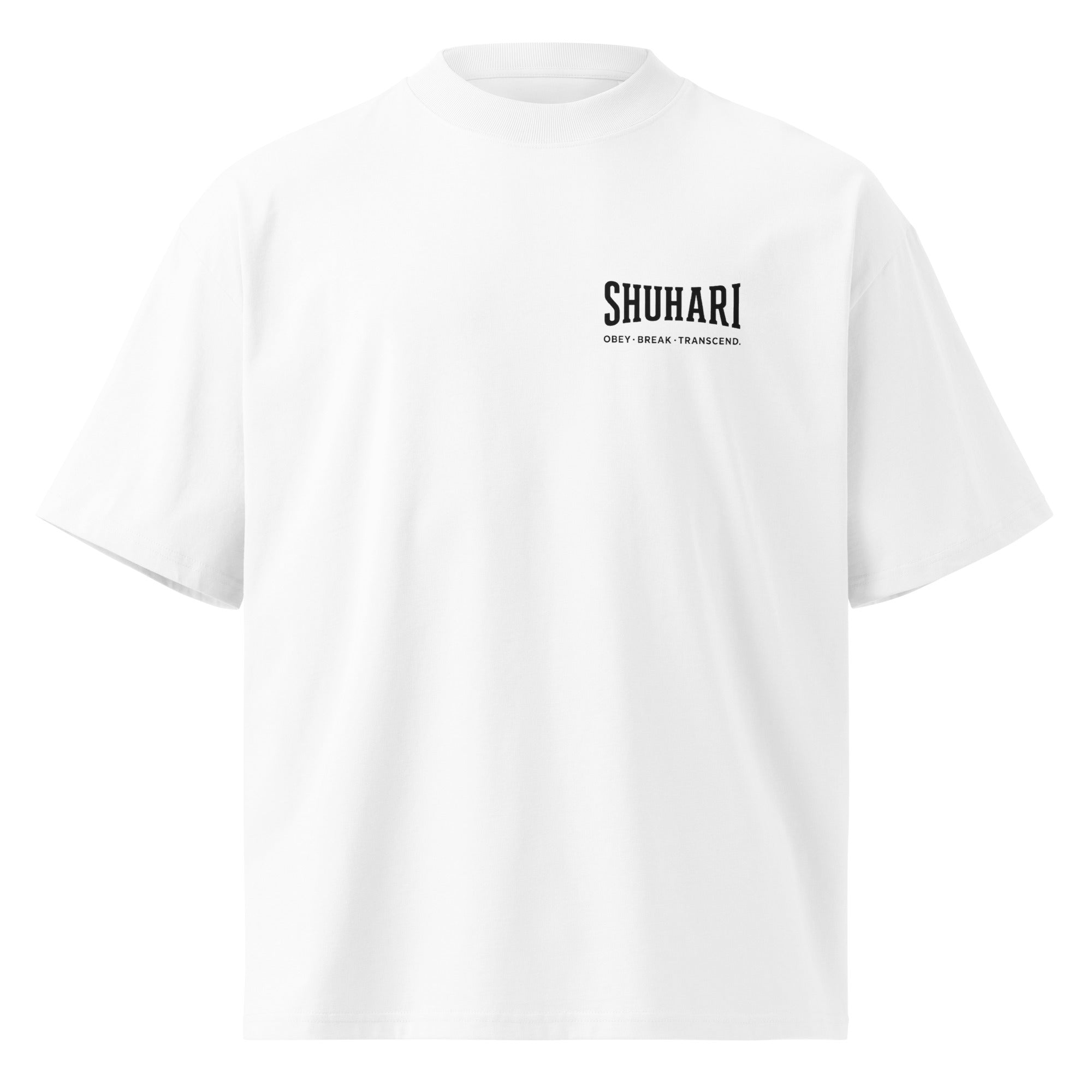 Camiseta Oversize Orgánica Shuhari BJJ blanca vista frontal – camiseta BJJ España