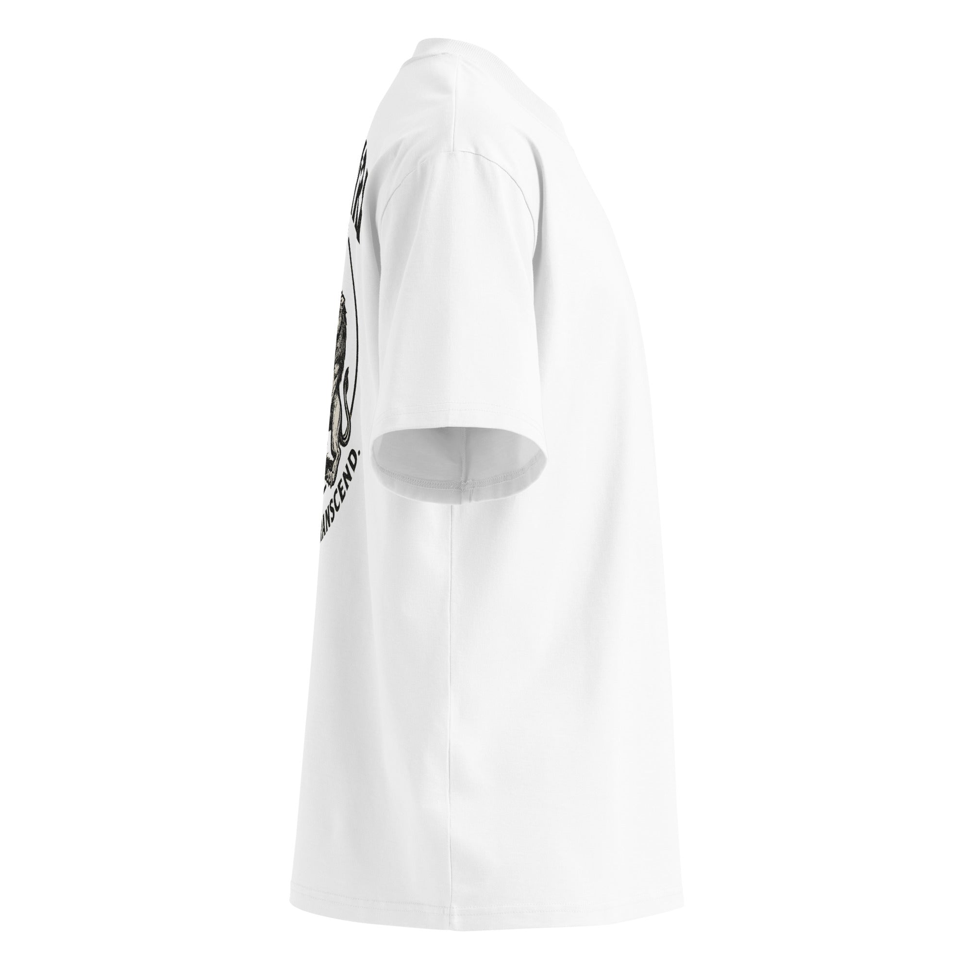 Camiseta Oversize Orgánica Shuhari BJJ blanca vista lateral derecha – ropa BJJ orgánica