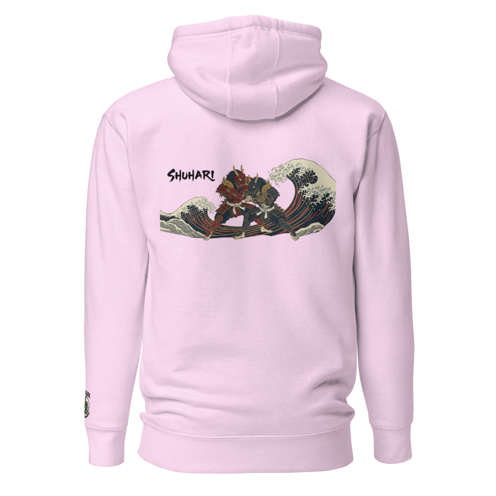 Sudadera Hoodie Shuhari BJJ lavanda vista trasera – ropa BJJ España