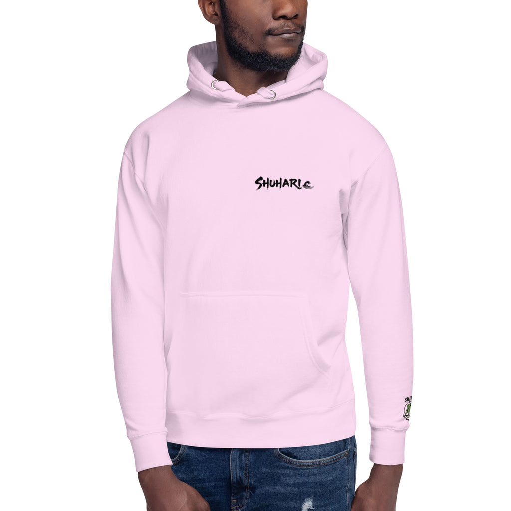 Sudadera Hoodie Shuhari BJJ lavanda vista frontal completa – ropa BJJ España
