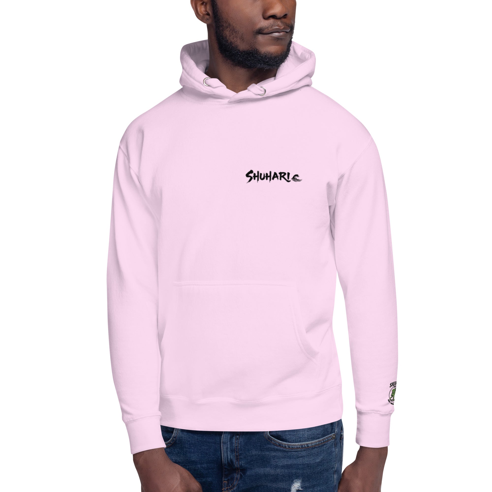 Sudadera Hoodie Shuhari BJJ lavanda vista frontal completa – ropa BJJ España
