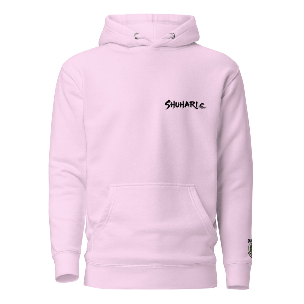 Sudadera Hoodie Shuhari BJJ lavanda vista frontal – sudadera BJJ