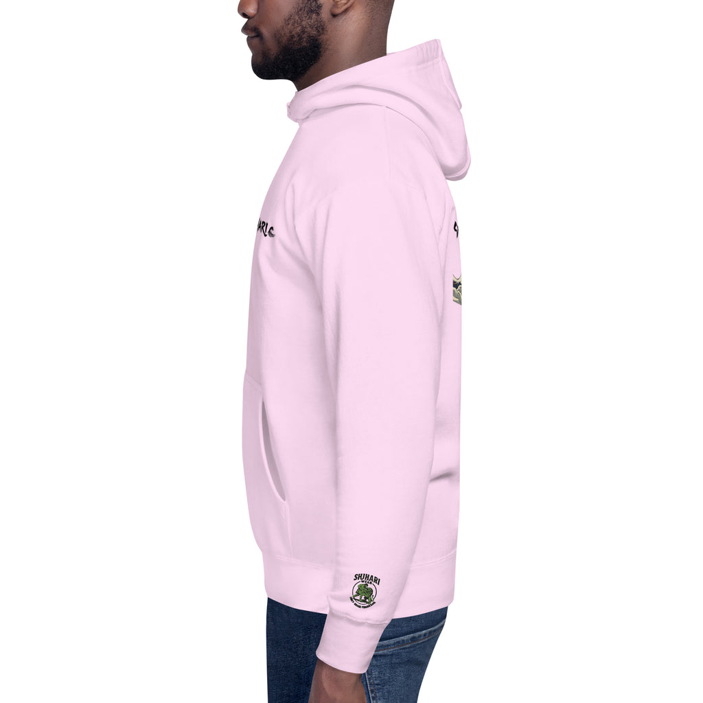 Sudadera Hoodie Shuhari BJJ lavanda vista lateral izquierda detalle – BJJ España
