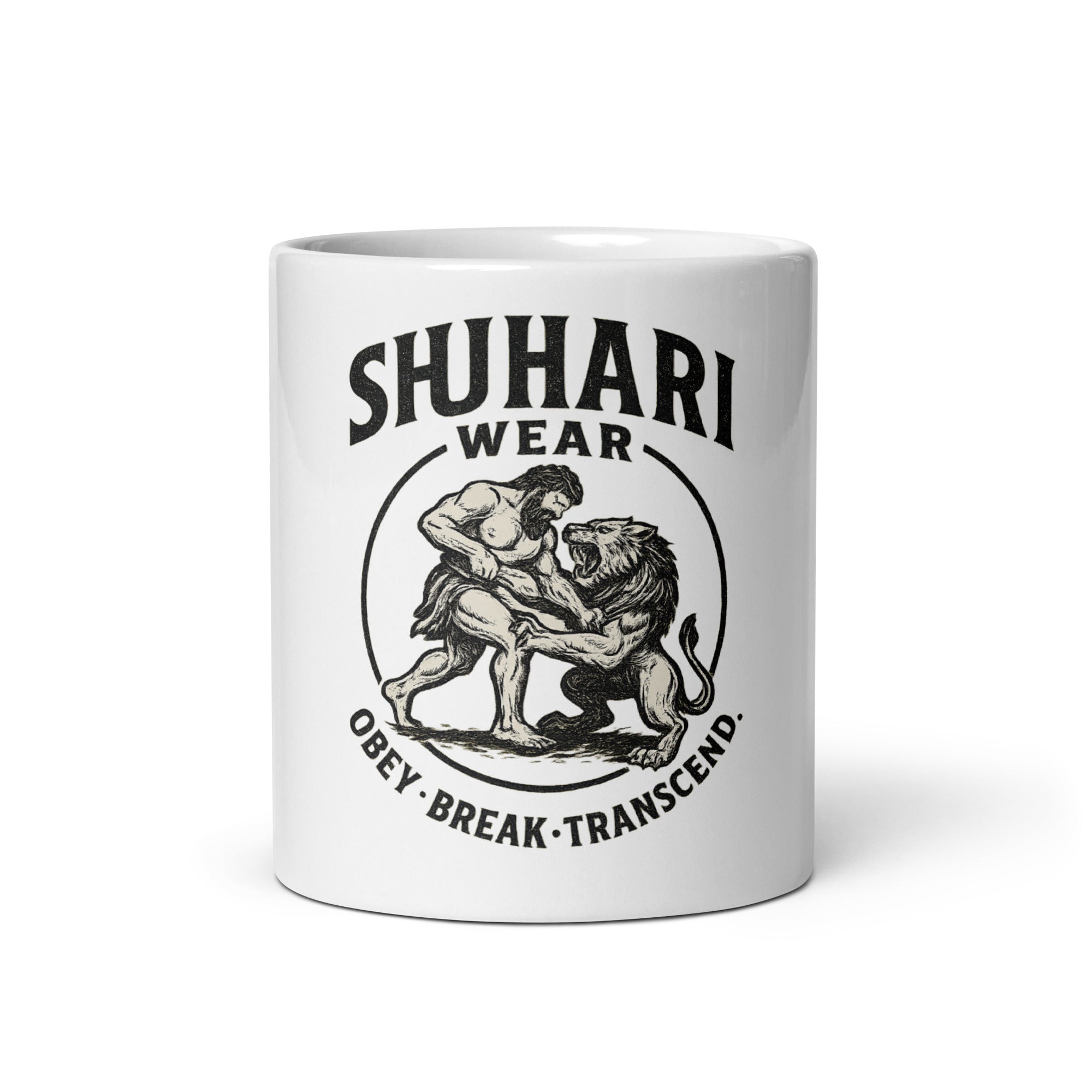 Taza Shuhari BJJ blanca 11oz vista frontal – merchandising BJJ España